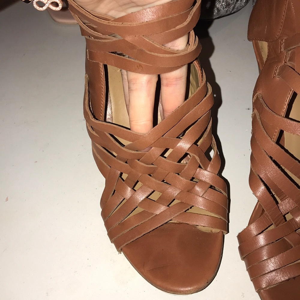 Nine West Cognac Mexicali Wedge Sandals View 3
